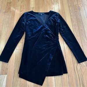 White House Black Market Black Velvet Draped Tunic Top Size XS Cocktail Holiday